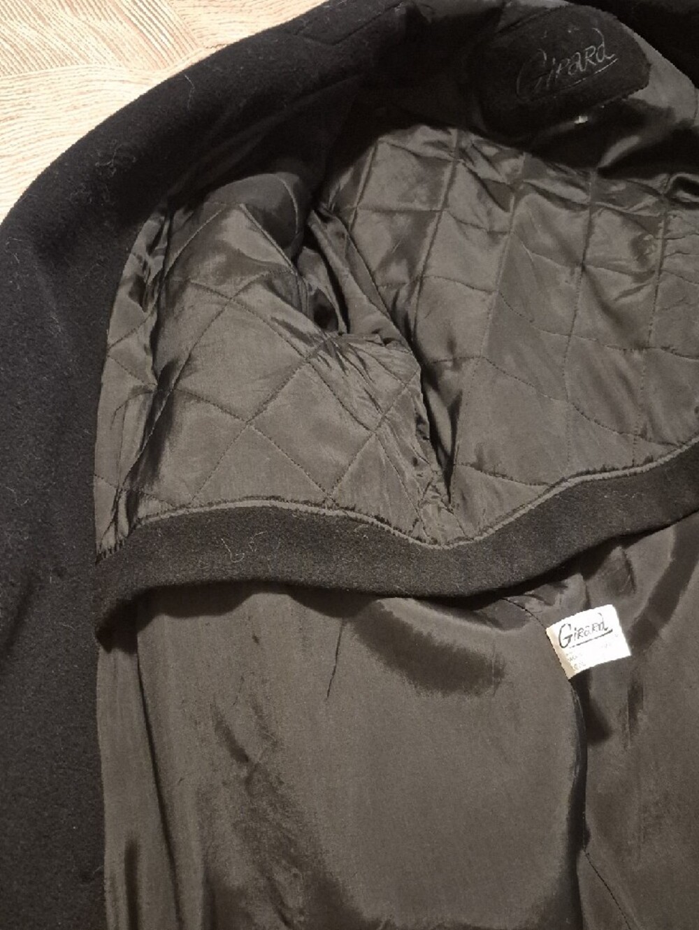 Vintage Men's Black Double-Breasted Long Overcoat - Classic Wool Blend - Picture 11 of 13